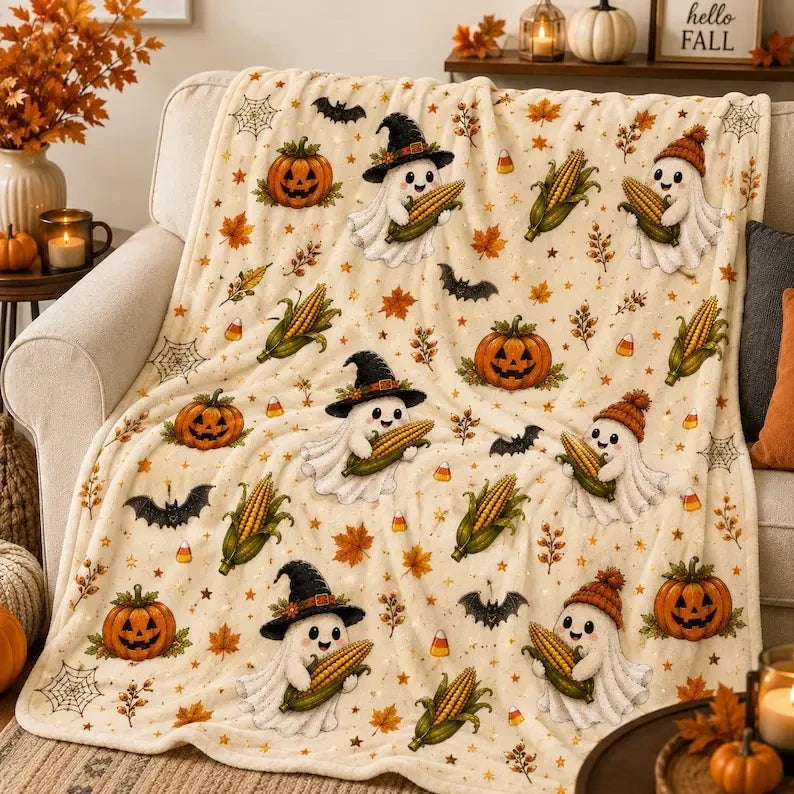 Cozy Spooky Season Throw Blanket
