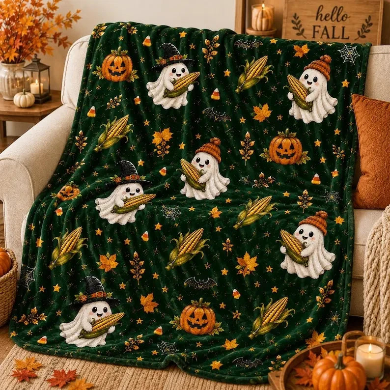Cozy Spooky Season Throw Blanket