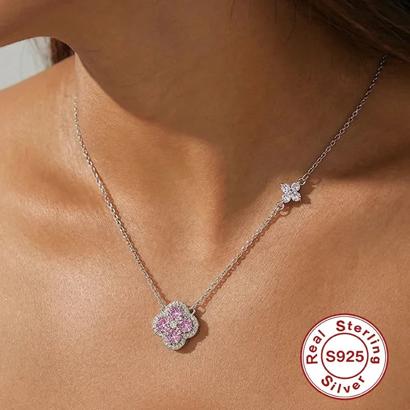 Sterling Silver Four Leaf Clover Pendant Necklace